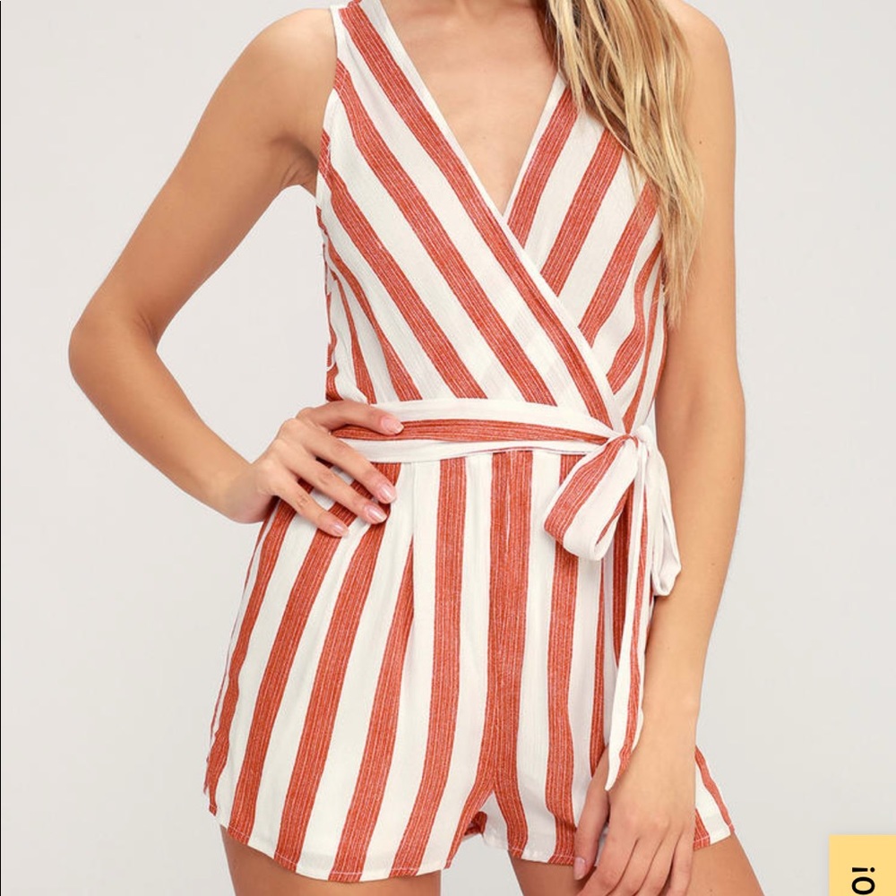 Lulus red and white striped romper
